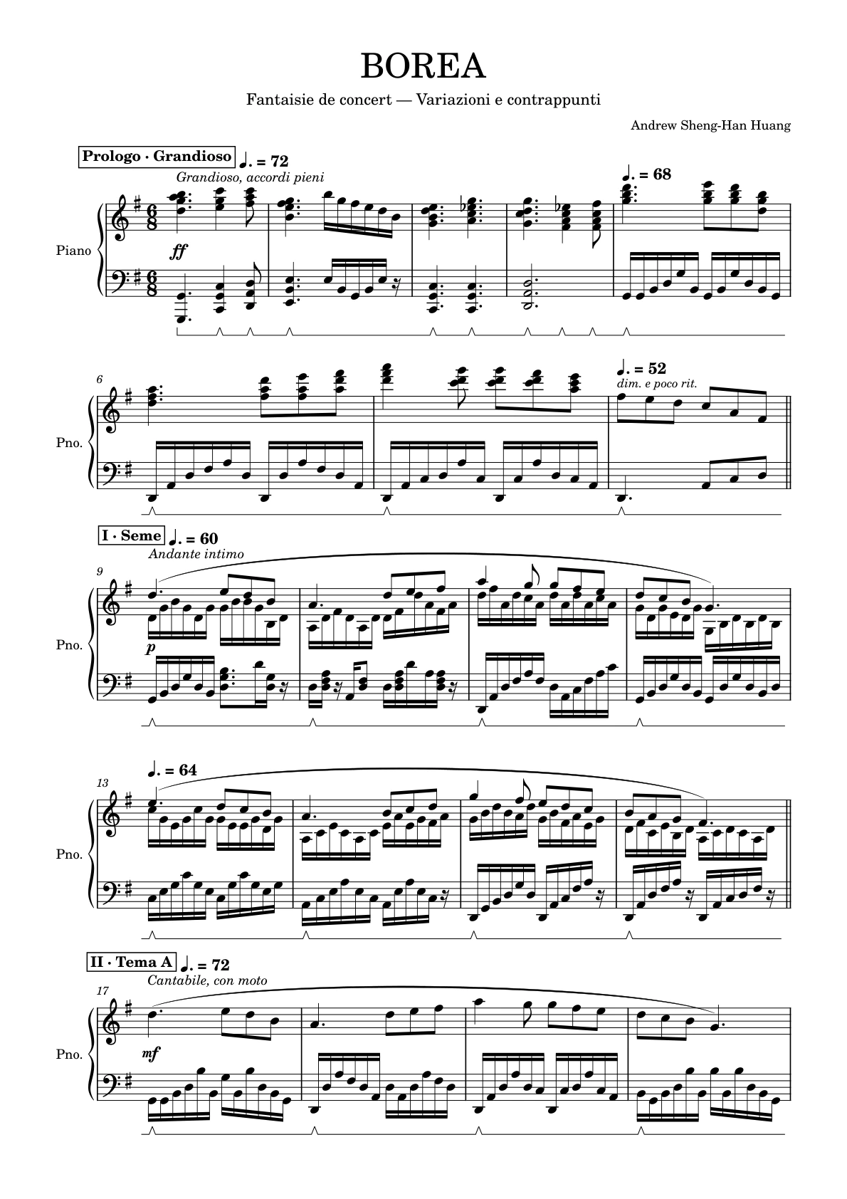 Borea V6 鋼琴樂譜第 1 頁